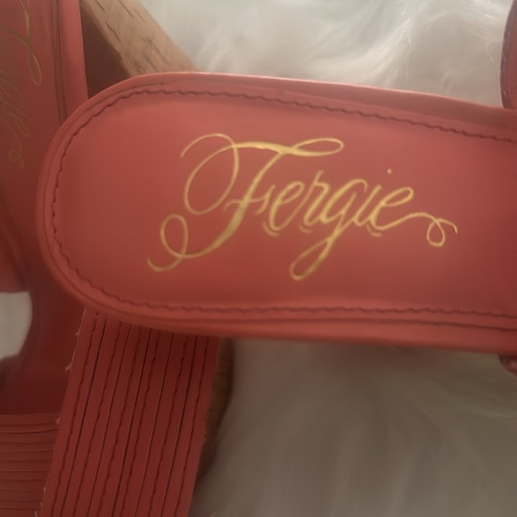 5.5” Fergie Wrap ankle platform salmon color sandals - Picture 4 of 8